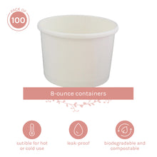 Load image into Gallery viewer, 8 Ounce Storage Containers – 100 Pack Disposable Soup Containers