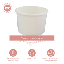 Load image into Gallery viewer, 8 Ounce Storage Containers – 100 Pack Disposable Soup Containers