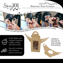 Load image into Gallery viewer, Single Cupcake Holders - 100 Pk Individual Cupcake Boxes with Inserts