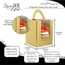 Load image into Gallery viewer, Single Cupcake Holders - 100 Pk Individual Cupcake Boxes with Inserts