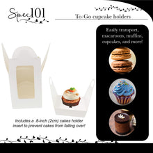 Load image into Gallery viewer, Single Cupcake Holders - 50 Pk Individual Cupcake Boxes with Inserts