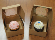 Load image into Gallery viewer, Brown Bakery Boxes with Window 25-Pack - Cake Boxes, Party Favor Boxes