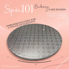 Load image into Gallery viewer, Round Cake Boards Bulk 12pk - 10 Inch Cake Drum Silver Smooth Edge