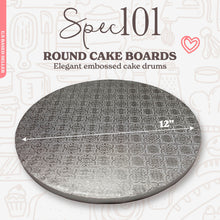 Load image into Gallery viewer, Round Cake Boards Bulk 12pk - 12 Inch Cake Drum Silver Smooth Edge
