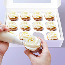 Load image into Gallery viewer, Cupcake Boxes with Insert – White Bakery Boxes, 25 Pack Dessert Boxes