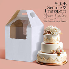 Load image into Gallery viewer, Disposable Cake Carrier with Window 12 x 12 x 14in Tall Cake Box 10pk