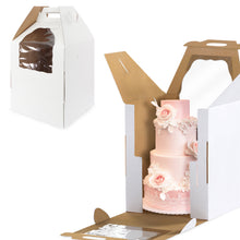 Load image into Gallery viewer, Disposable Cake Carrier with Window 14 x 14 x 16in Tall Cake Box 10pk