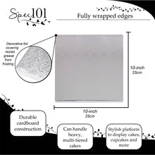 Load image into Gallery viewer, Spec101 Cake Board 10 Inch 12pk Silver Cake Board Flower Pattern Cake Base Set