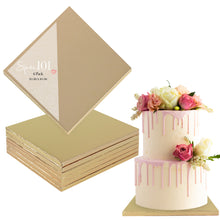 Load image into Gallery viewer, Cake Board 10 Inch 6pk Gold Cake Drum Floral Square Wrapped Cake Base