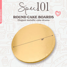 Load image into Gallery viewer, Round Cake Boards Bulk 12pk - 10 Inch Cake Drum Gold Smooth Edge