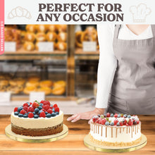 Load image into Gallery viewer, Round Cake Boards Bulk 12pk - 10 Inch Cake Drum Gold Smooth Edge