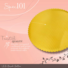 Load image into Gallery viewer, Round Cake Boards Bulk 20pk - 10 Inch Cake Drum Gold Scalloped Edge