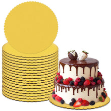Load image into Gallery viewer, Round Cake Boards Bulk 20pk - 12 Inch Cake Drum Gold Scalloped Edge