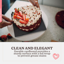 Load image into Gallery viewer, Square Cake Boards Bulk 12pk - 12 Inch Cake Drum Black Pleated Edge