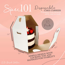 Load image into Gallery viewer, Disposable Cake Carrier Tall Cake Caddy 12x12 Cake Box 10-Pack