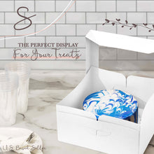 Load image into Gallery viewer, Cake Boxes with Window 25-Pack 12” x 12” x 6” Inch White Bakery Boxes