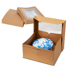 Load image into Gallery viewer, Cake Boxes with Window 25-Pack 12” x 12” x 6” Inch Brown Bakery Boxes