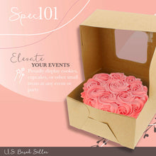 Load image into Gallery viewer, Popup Brown Bakery Boxes with Window 6x6x3 Inch Cake Boxes - 15-Pack