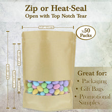 Load image into Gallery viewer, Kraft Stand Up Pouch Bags Heat Seal Bags Stand Pouches 50pk 5.9x8.6”