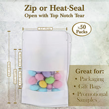 Load image into Gallery viewer, White Stand Up Pouch Bags Heat Seal Bags Stand Pouches 50pk 3.5x5.5”