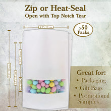 Load image into Gallery viewer, White Stand Up Pouch Bags Heat Seal Bags Stand Pouches 50pk 4.7x7.8”
