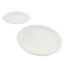 Load image into Gallery viewer, Biodegradable Bagasse Plates - 100pc Combo 7 and 10in Round Plates