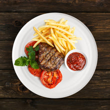 Load image into Gallery viewer, Biodegradable Bagasse Plates - 100pc Combo 7 and 10in Round Plates