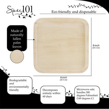 Load image into Gallery viewer, Palm Leaf Plates - 8 Inch Square Biodegradable Party Plates, 25 Pack