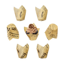 Load image into Gallery viewer, Cupcake Papers Tulip Baking Cups Tulip Cupcake Liners 100ct Newspaper