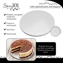 Load image into Gallery viewer, Round Cake Boards Bulk 12pk - 14 Inch Cake Drum White Wrapped Edge