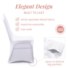 Load image into Gallery viewer, White Chair Covers – 100 Pack Banquet Chair Covers Polyester & Spandex