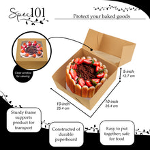 Load image into Gallery viewer, Spec101 Square Cake Boxes with Window - 15pk Kraft Brown Cake Boxes