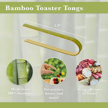 Load image into Gallery viewer, Bamboo Toaster Tongs, Disposable - Toaster Tongs Bamboo 40pk 3.9in