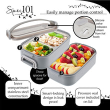 Load image into Gallery viewer, Box Lunch Pail 3 Compartment Lunch Bag Grey Lunchbox Adult Teen