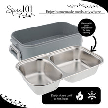 Load image into Gallery viewer, Box Lunch Pail 3 Compartment Lunch Bag Grey Lunchbox Adult Teen