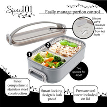 Load image into Gallery viewer, Box Lunch Pail 2 Compartment Lunch Bag Grey Lunchbox Adult Teen