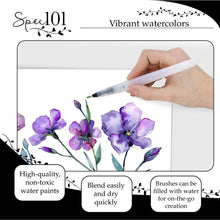 Load image into Gallery viewer, Watercolor Paint Set - 48pc Dry Watercolor Paints with Blender Pens