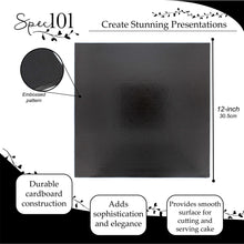 Load image into Gallery viewer, Square Cake Boards Bulk 12pk - 12 Inch Cake Drum Black Pleated Edge