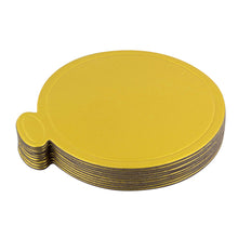 Load image into Gallery viewer, Mini Round Cake Boards Bulk 100pk, 3.5in Cake Drum Gold Serving Plates