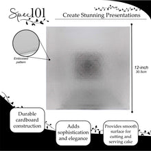 Load image into Gallery viewer, Square Cake Drums, 12pk - White Pleated Edge 12 Inch Cake Board Drums