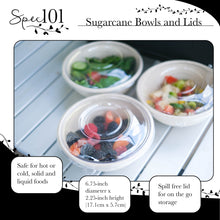 Load image into Gallery viewer, Sugarcane Paper Disposable Bowls with Lids 50pk 28oz Disposable Bowls