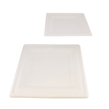 Load image into Gallery viewer, Biodegradable Bagasse Plates - 100pc Combo 8 and 10in Square Plates
