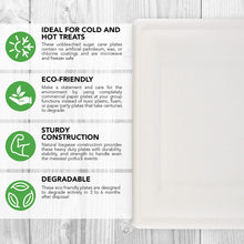 Load image into Gallery viewer, Biodegradable Bagasse Plates - 100pc Combo 8 and 10in Square Plates
