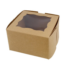 Load image into Gallery viewer, Brown Bakery Boxes with Window 50-Pack - Cake Boxes, Party Favor Boxes
