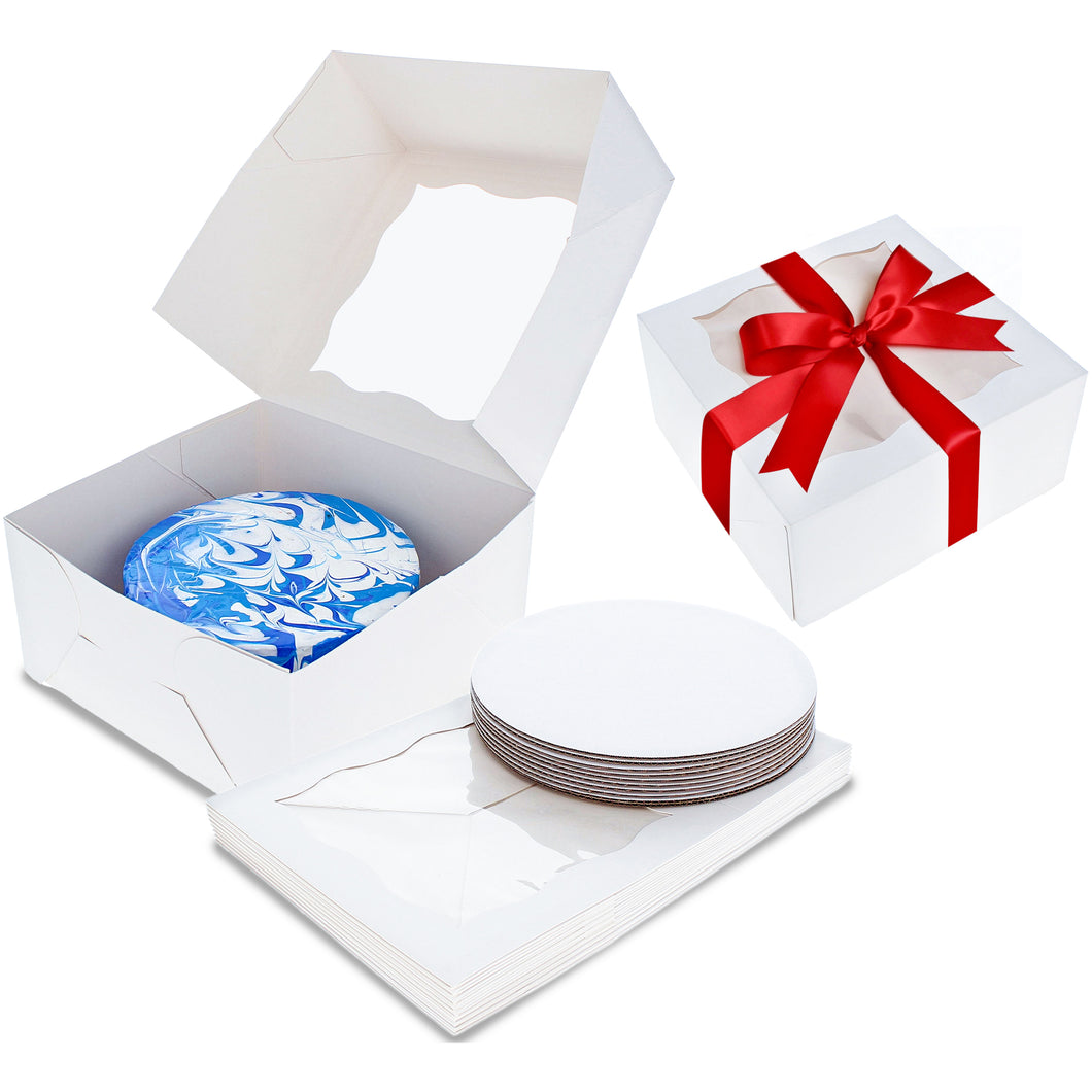 Spec101 Square Cake Boxes with Window - 10pk White Cake Boxes