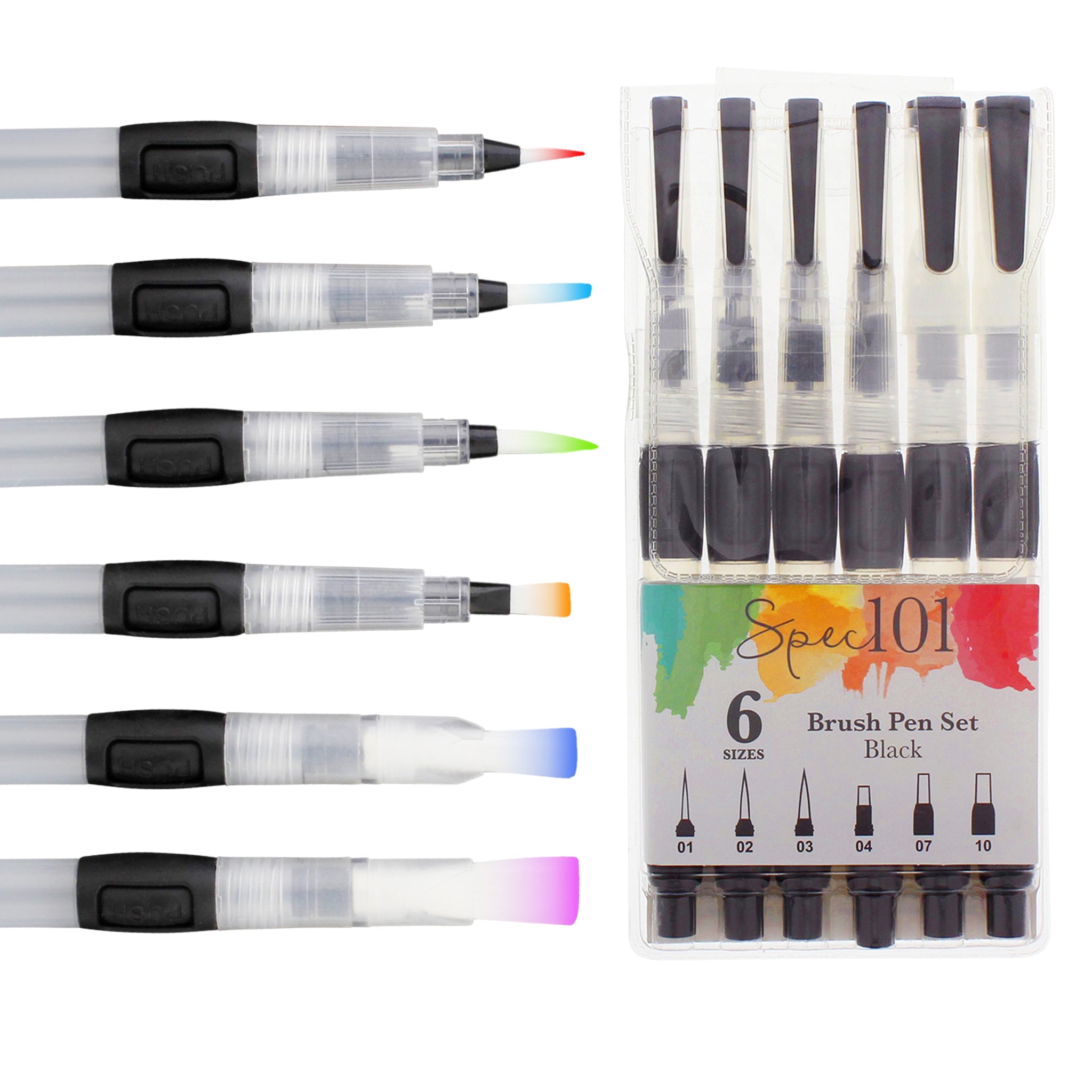 Spec101 Watercolor Pens Brush Set - 20 Colored Ink Brush Pen Watercolor  Brush Markers and Blending Water Paint Pen