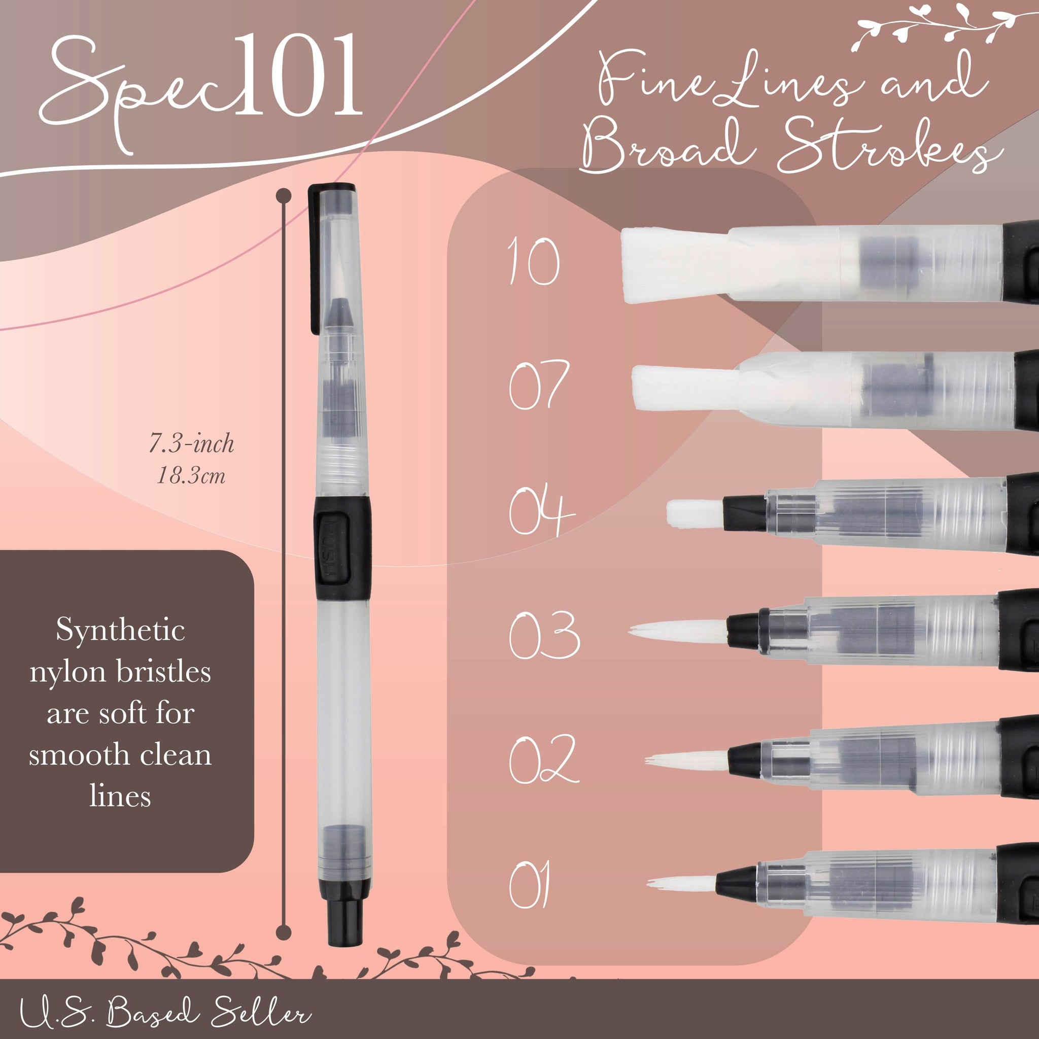 Spec101 Watercolor Pens Brush Set - 24 Watercolor Brush Markers and 2 Blend Pens