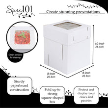 Load image into Gallery viewer, Cake Boxes with Window 8 x 8 x 10 Inch - 60pk Pastry Boxes and Lids
