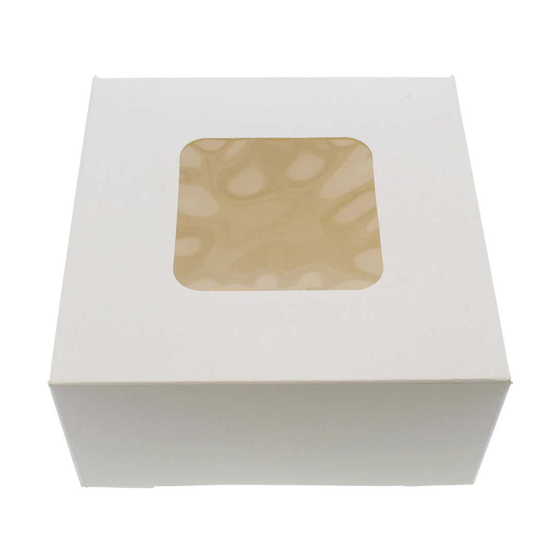 Popup White Bakery Boxes with Window 6x6x3 Inch Cake Boxes - 15-Pack