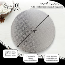 Load image into Gallery viewer, 14 Inch Round Cake Drums - 12pk Silver Cake Drum Boards, Smooth-Edges
